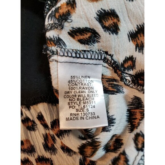 Umgee Linen blend tunic black animal print long balloon sleeves size S NEW - Picture 7 of 16